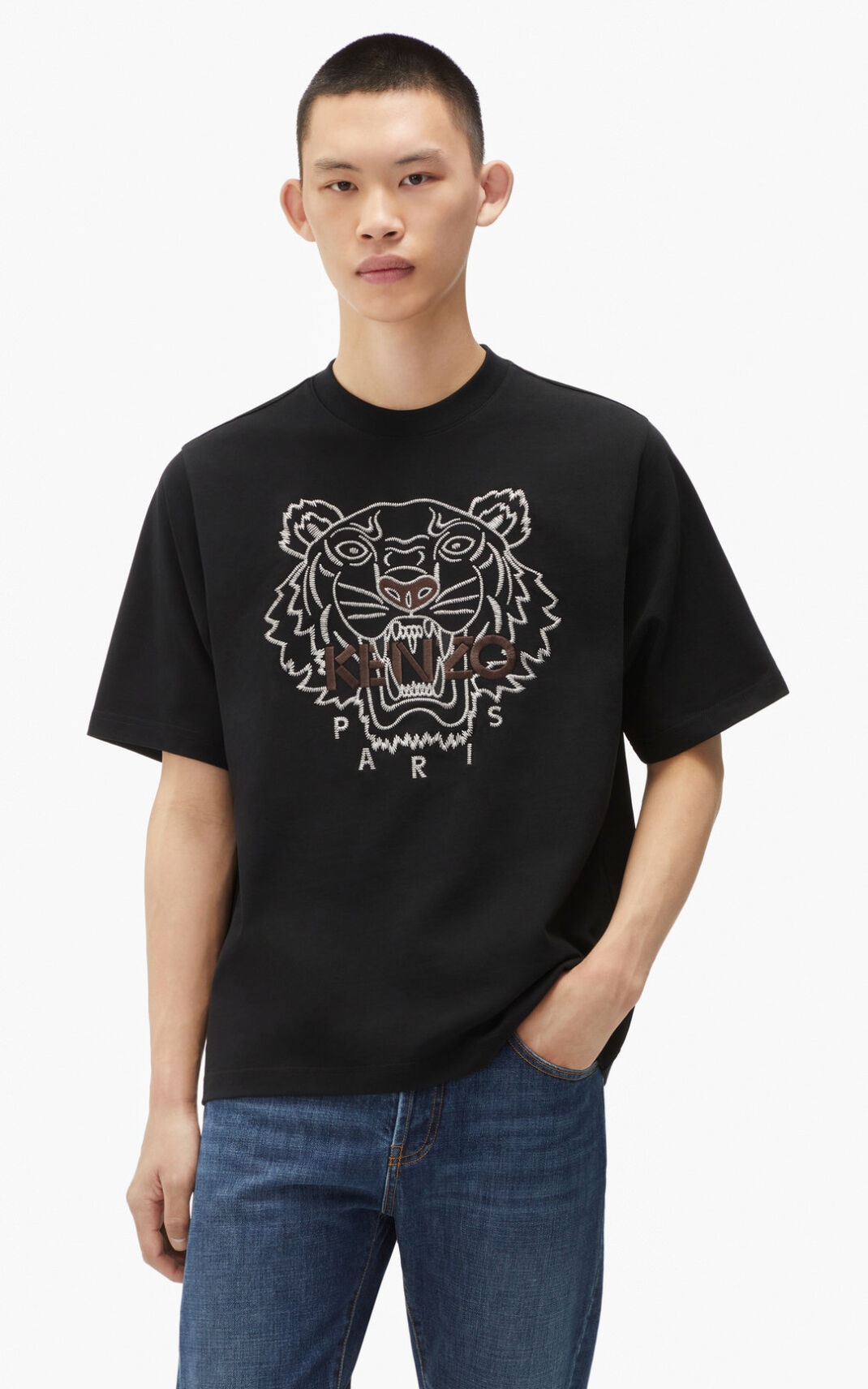 Kenzo Loose fitting Tiger Tişört Erkek Siyah | 5109-GWEUY